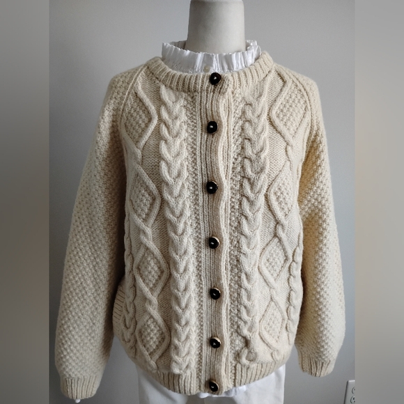 Murray Brothers Scottish Knit Fisherman Sweater Cardigan Classic Vintage 70s Med - Picture 4 of 11